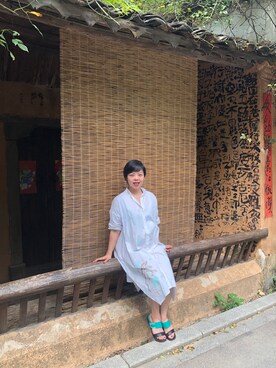 「飞鸟与新酒のアイテム（ワンピース、ホワイト系）」を使った、哎呦花卷さん（レディース・162cm）の秋コーディネート
