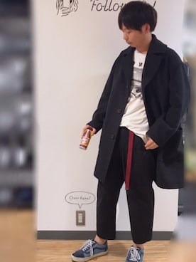 「Discoat Parisien」｜「アイテム（チェスターコート）」を使った、Discoat  men'sさん（メンズ・175cm）の秋コーディネート