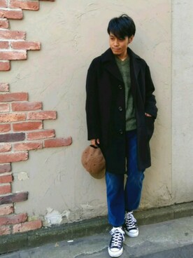 「Discoat Parisien」｜「アイテム（チェスターコート）」を使った、Discoat  men'sさん（メンズ・170cm）の秋コーディネート
