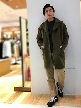 「Discoat Parisien」｜「アイテム（チェスターコート）」を使った、Discoat  men'sさん（メンズ・175cm）の秋コーディネート