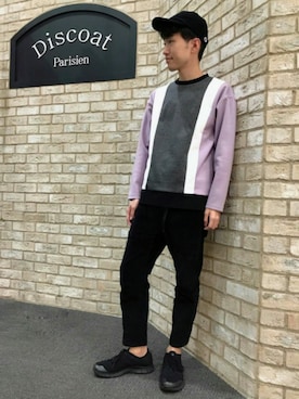 「Champion（チャンピオン）のアイテム（帽子）」を使った、Discoat  men'sさん（メンズ・173cm）の冬コーディネート