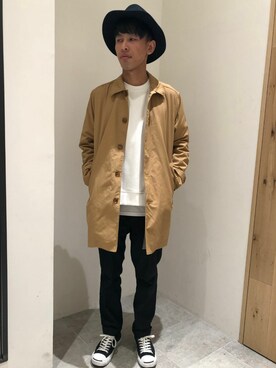 「Discoat Parisien」｜「アイテム（ステンカラーコート）」を使った、Discoat  men'sさん（メンズ・170cm）の冬コーディネート