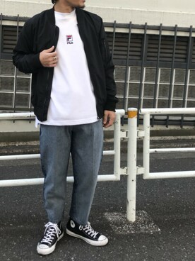 「Discoat Parisien」｜「アイテム（MA-1）」を使った、Discoat  men'sさん（メンズ・170cm）の春コーディネート