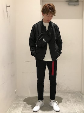 「Discoat Parisien」｜「アイテム（MA-1）」を使った、Discoat  men'sさん（メンズ・176cm）の春コーディネート