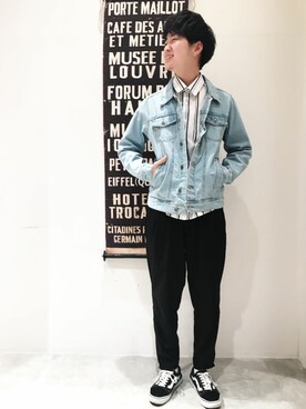 「Discoat Parisien」｜「アイテム（デニムジャケット）」を使った、Discoat  men'sさん（メンズ・175cm）の春コーディネート
