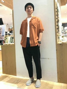「Discoat Parisien」｜「アイテム（スラックス）」を使った、Discoat  men'sさん（メンズ・176cm）の夏コーディネート