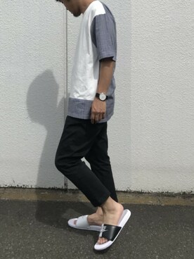 「Discoat Parisien」｜「アイテム（スラックス）」を使った、Discoat  men'sさん（メンズ・170cm）の夏コーディネート