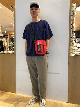 「Dickies（ディッキーズ）のアイテム（バッグ）」を使った、Discoat  men'sさん（メンズ・178cm）の夏コーディネート