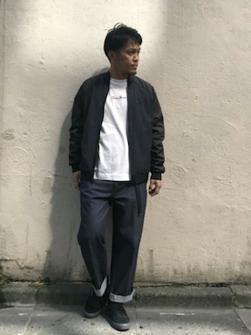 「NIKE（ナイキ）のアイテム（ブルゾン）」を使った、Discoat  men'sさん（メンズ・170cm）の夏コーディネート