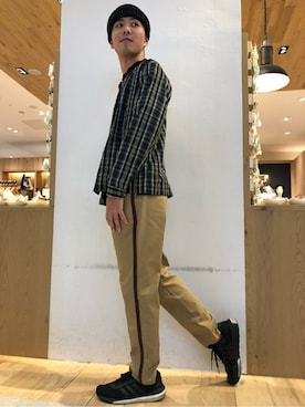 「Discoat Parisien」｜「アイテム（ニットキャップ/ビーニー）」を使った、Discoat  men'sさん（メンズ・178cm）の秋コーディネート
