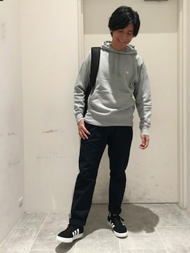 「NIKE（ナイキ）のアイテム（バッグ）」を使った、Discoat  men'sさん（メンズ・170cm）の秋コーディネート