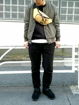 「アイテム（MA-1）」を使った、Discoat  men'sさん（メンズ・170cm）の冬コーディネート