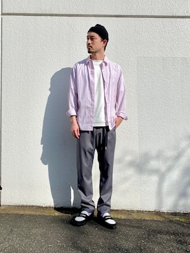 「WILD THINGS（ワイルドシングス）のアイテム（スラックス）」を使った、Takahiro_miwaさん（メンズ・180cm）の春コーディネート