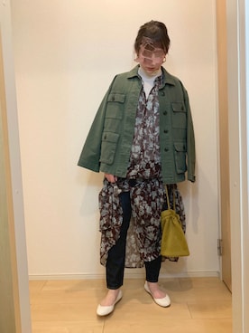 「シアーワンピース」｜「アイテム（バレエシューズ）」を使った、KANさん（レディース・157cm）の冬コーディネート