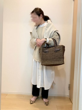 「SEA（シー）のアイテム（かごバッグ）」を使った、KANさん（レディース・157cm）の冬コーディネート