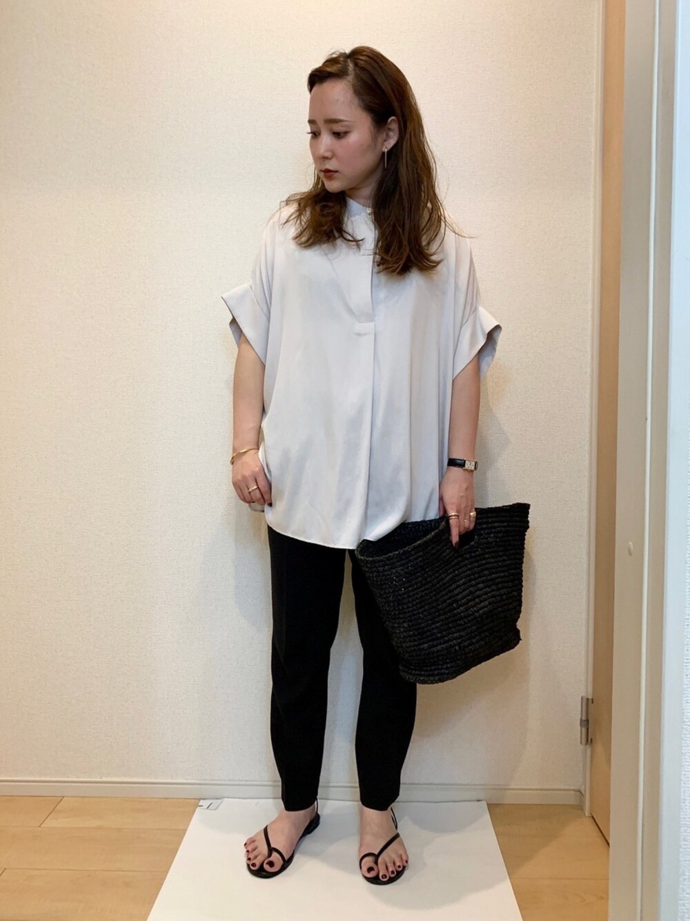 plage ブラウス　RY/PE over BL ブラック（墨黒） plage（プラージュ）の「RY/PE over ブラウス◇（シャツ
