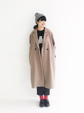 「haco!（ハコ）のアイテム（チェスターコート）」を使った、tama_hacoさん（レディース・160cm）の冬コーディネート
