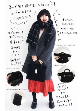 「haco!（ハコ）のアイテム（チェスターコート）」を使った、tama_hacoさん（レディース・160cm）の冬コーディネート