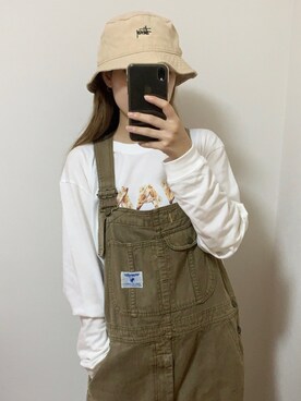 「stussy」｜「アイテム（サロペット/オーバーオール）」を使った、  ｃｏｃｏさん（レディース・160cm）の秋コーディネート