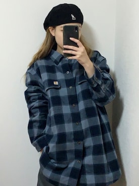 「carhartt」｜「アイテム（ハンチング/ベレー帽）」を使った、  ｃｏｃｏさん（レディース・160cm）の冬コーディネート