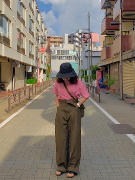 「UNIQLOU」｜「アイテム（帽子）」を使った、weikooさん（レディース・153cm）の春コーディネート