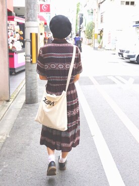 「Rodeo Crowns（ロデオクラウンズ）のアイテム（ハンチング/ベレー帽）」を使った、もこぬさん（レディース・159cm）の春コーディネート
