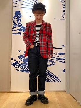 「タータンチェック」｜「アイテム（ジャケット/アウター）」を使った、アニエスベー池袋西武店さん（レディース・148cm）の秋コーディネート