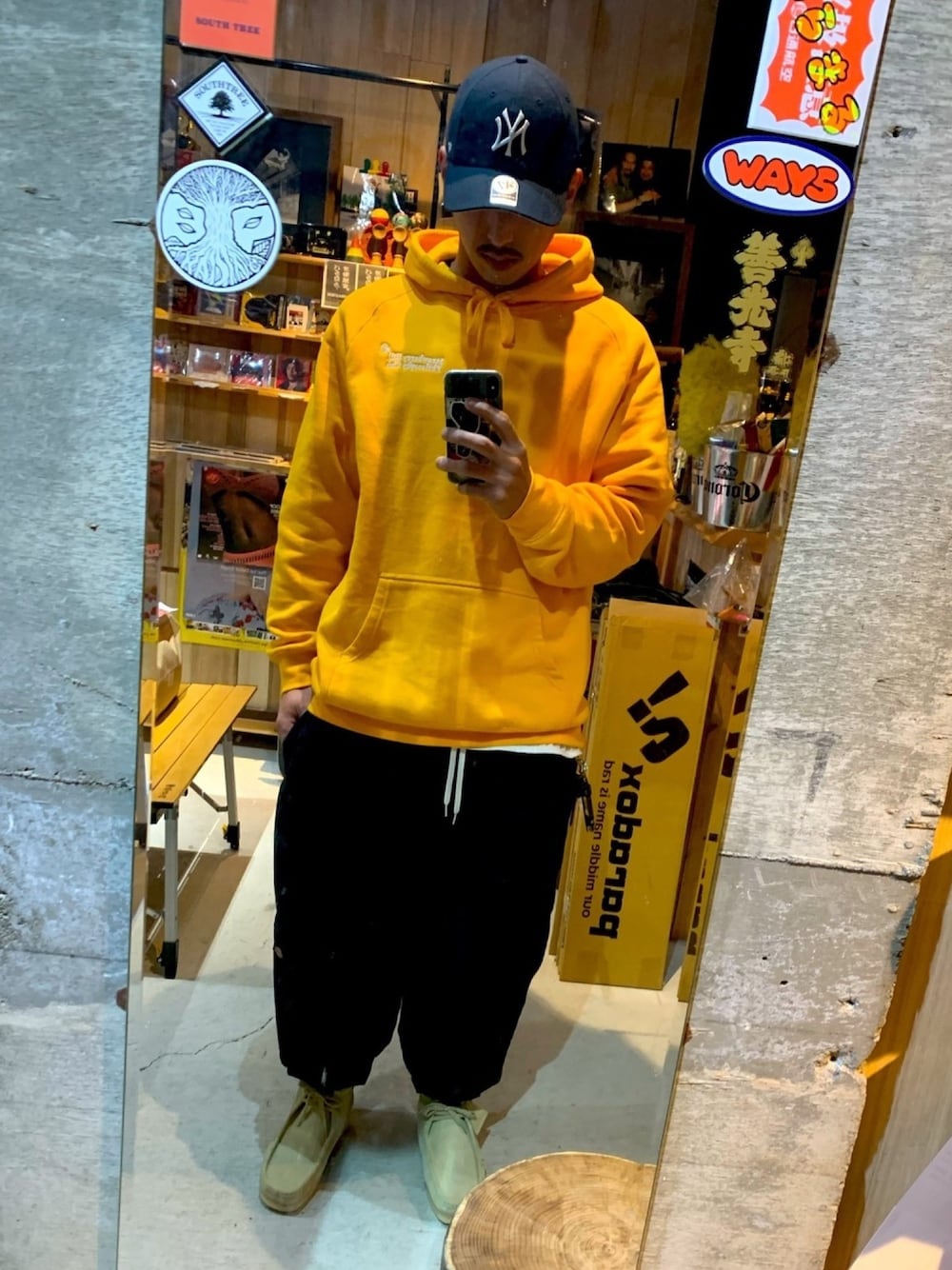 「SK8　、skateboard、skate、スケータースタイル、スケボー、street、streetstyle、ストリート、ストリートコーデ、stylesample」｜「'47の【47Brand】Yankees Jigsaw '47 MVP（キャップ、ブルー系）」を使った、TKKさん（メンズ・174cm）の冬コーディネートの1枚目の写真