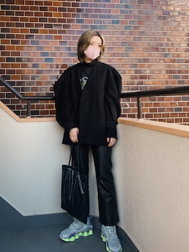 「バンドT」｜「アイテム（ノーカラージャケット）」を使った、さんなさん（レディース・163cm）の秋コーディネート