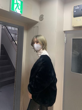 「ANAP（アナップ）のアイテム（ノーカラージャケット）」を使った、さんなさん（レディース・163cm）の冬コーディネート