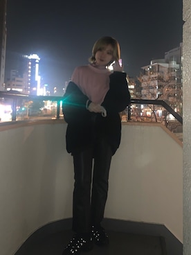 「ANAP（アナップ）のアイテム（ノーカラージャケット）」を使った、さんなさん（レディース・163cm）の冬コーディネート