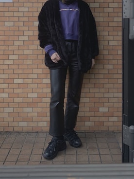 「ANAP（アナップ）のアイテム（ノーカラージャケット）」を使った、さんなさん（レディース・163cm）の冬コーディネート