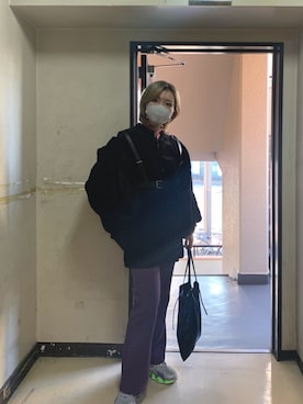 「ANAP（アナップ）のアイテム（ノーカラージャケット）」を使った、さんなさん（レディース・163cm）の冬コーディネート