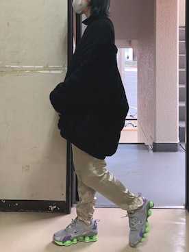 「ANAP（アナップ）のアイテム（ノーカラージャケット）」を使った、さんなさん（レディース・163cm）の冬コーディネート