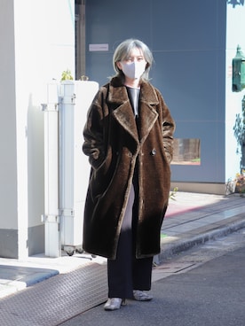 「MAISON SPECIAL（メゾンスペシャル）のアイテム（ムートンコート）」を使った、さんなさん（レディース・163cm）の冬コーディネート