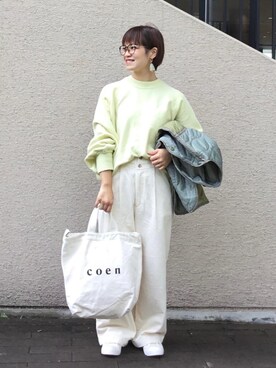 「秋トレンド2021」｜「アイテム（スリッポン）」を使った、coen ﾅｶﾑﾗさん（レディース・153cm）の秋コーディネート