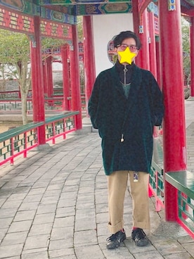 「Levi's」｜「アイテム（チェスターコート）」を使った、kkさん（メンズ・170cm）の冬コーディネート