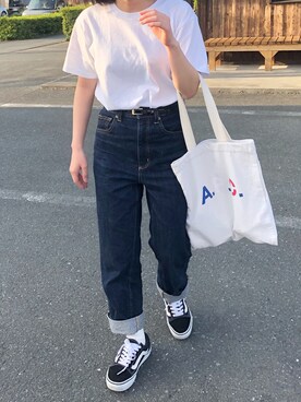 「ハイウエストストレートジーンズ」｜yunさん（レディース・145cm）の春コーディネート