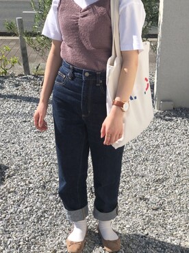 「ハイウエストストレートジーンズ」｜yunさん（レディース・145cm）の夏コーディネート