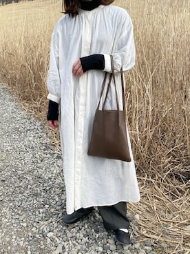 「LAKOLE（ラコレ）のアイテム（シャツワンピース）」を使った、yunさん（レディース・145cm）の春コーディネート