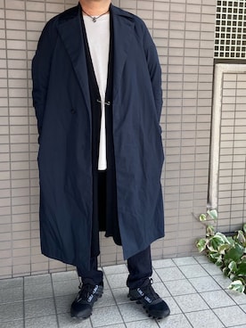 「SHINYAKOZUKA（シンヤコヅカ）のアイテム（トレンチコート）」を使った、spyairtoさん（メンズ・172cm）の冬コーディネート