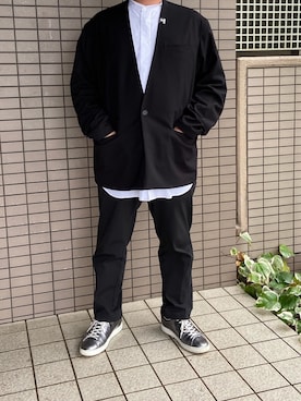 「春めきシューズ」｜「アイテム（ノーカラージャケット）」を使った、spyairtoさん（メンズ・172cm）の春コーディネート