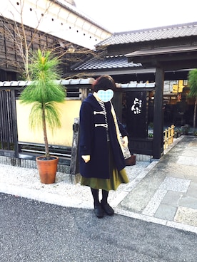 「アイテム（タイツ/ストッキング、ブルー系）」を使った、うた♪さん（レディース・163cm）の冬コーディネート