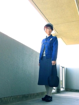 「アイテム（タイツ/ストッキング、ブルー系）」を使った、うた♪さん（レディース・163cm）の秋コーディネート