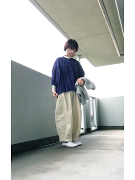 「ブラウスコーデ」｜「アイテム（ノーカラージャケット）」を使った、うた♪さん（レディース・163cm）の冬コーディネート