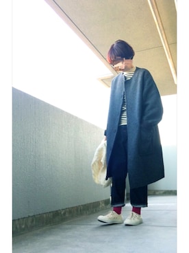 「MidiUmi（ミディウミ）のアイテム（その他アウター）」を使った、うた♪さん（レディース・163cm）の冬コーディネート