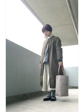 「R&D.M.Co OLDMAN’S TAILOR（オールドマンズテイラー）のアイテム（ジャケット/アウター）」を使った、うた♪さん（レディース・163cm）の冬コーディネート