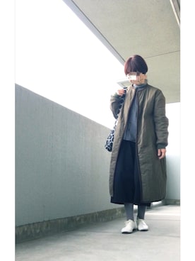 「R&D.M.Co OLDMAN’S TAILOR（オールドマンズテイラー）のアイテム（ジャケット/アウター）」を使った、うた♪さん（レディース・163cm）の冬コーディネート