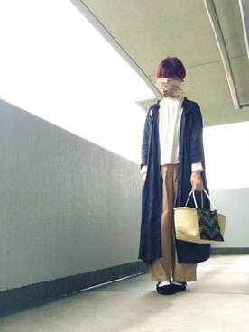 「Handmade（ハンドメイド）のアイテム（ブローチ/コサージュ）」を使った、うた♪さん（レディース・163cm）の秋コーディネート