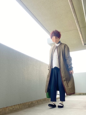 「R&D.M.Co OLDMAN’S TAILOR（オールドマンズテイラー）のアイテム（ジャケット/アウター）」を使った、うた♪さん（レディース・163cm）の冬コーディネート